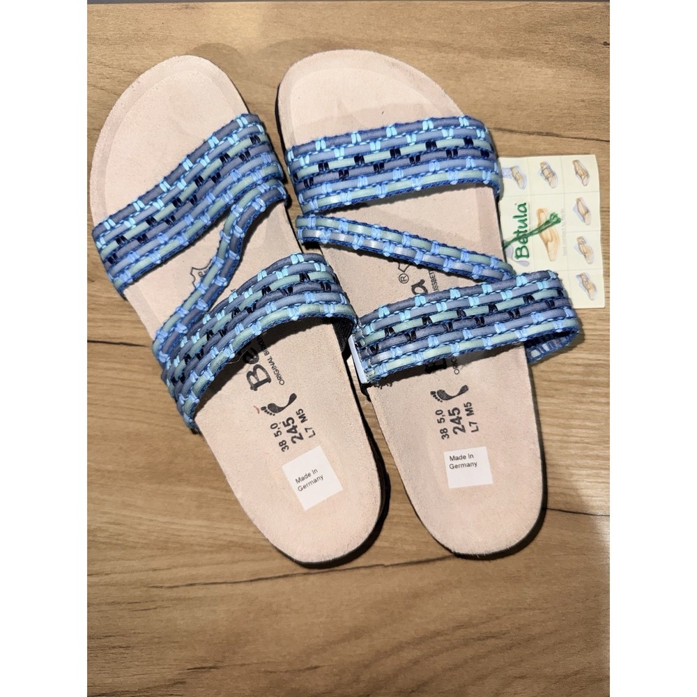 Birkenstocks Betula Women's Size 38 Blue Aztec Strap Comfort Casual Sandals NWT